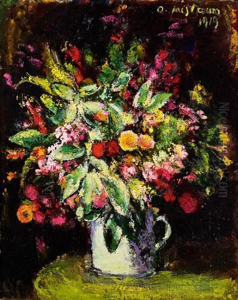 Blumenstillleben Oil Painting by Anton Faistauer