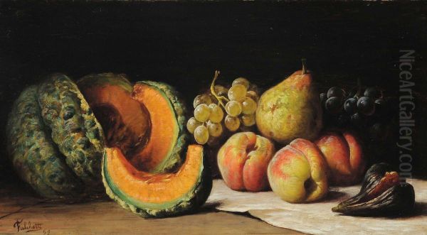 Natura Morta Con Frutta Olio Su Tela Oil Painting by Giuseppe Falchetti