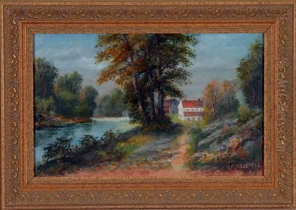 Landscape With House Oil Painting by George D. Falk