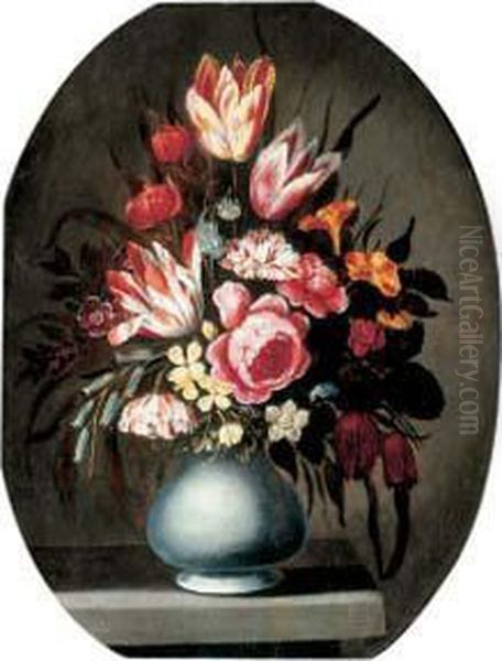 Bouquet De Fleurs Dans Un Vase Oil Painting by Jeremias Falk