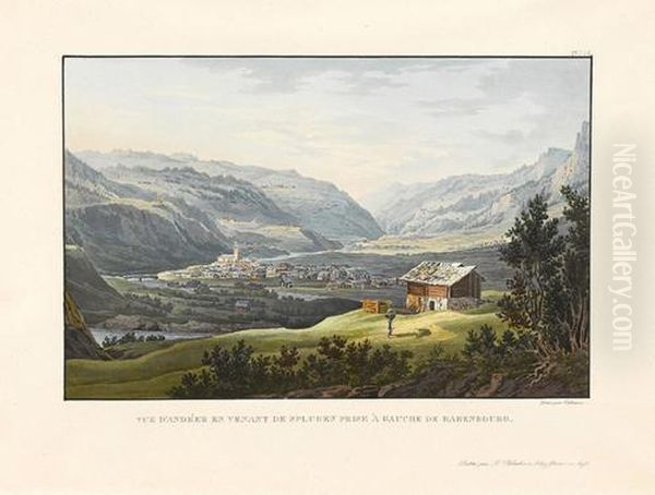 Vue D'andeer En Venant De Splugen Prise A Gauche De... Oil Painting by Johann Jakob Falkeisen