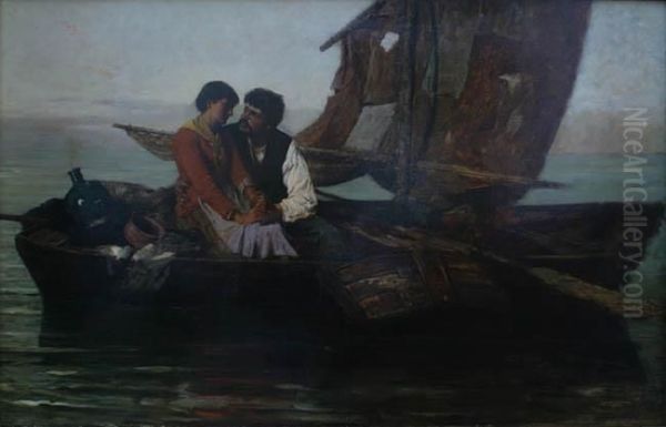 Scena Romantyczna, 1885 R. Oil Painting by Georg Richard Falkenberg