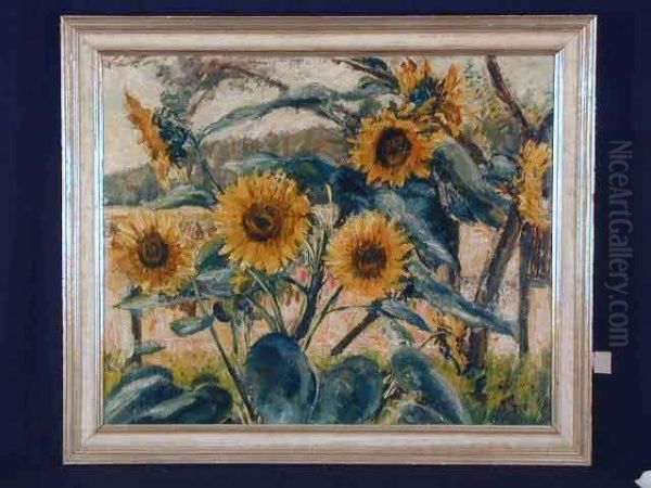 Sonnenblumen Oil Painting by Richard Falkenberg