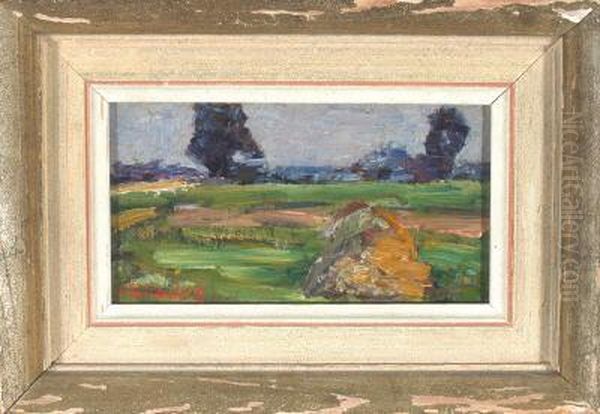 Landschaft Bei Gewitterstimmung Mit Einer Heinze Im Vordergrund Oil Painting by Richard Falkenberg