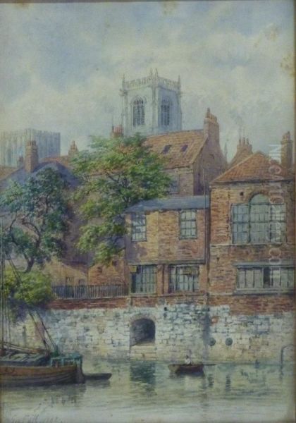 Buildings Near The Old Guildhall York Oil Painting by George Fall