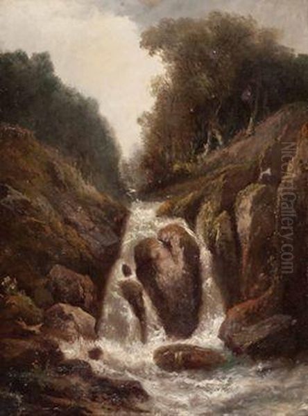 Wasserfall Imgebirgstal Oil Painting by Alphonse Cl. Antonin Fanart