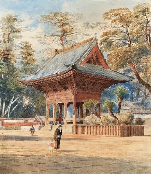 The Bell, Zojoji Temple, Tokyo, Japan Oil Painting by Walter, Major-Generl Fane