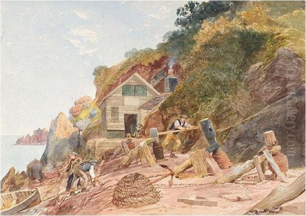 Anstey's Cove, Torquay Oil Painting by Walter, Major-Generl Fane