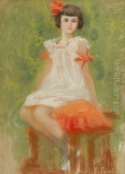 Bambina Seduta Oil Painting by Francesco Fanelli