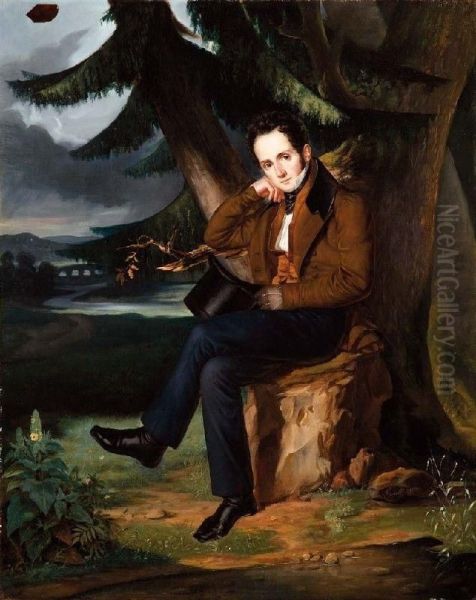 Gentiluomo In Riposo Nel Bosco Oil Painting by Louis Joseph Fanelli-Semah