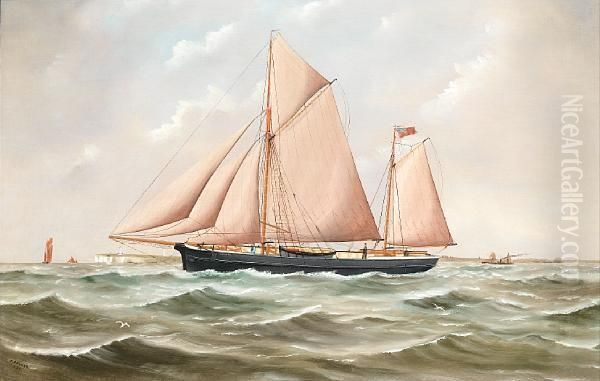 The Ketch Mayland; The Ketch Hopwell Oil Painting by J. Fannen