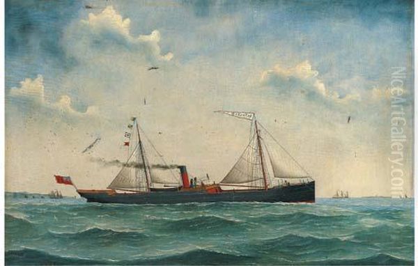 The Cargo Steamer Kathleen Outward Bound Oil Painting by J. Fannen