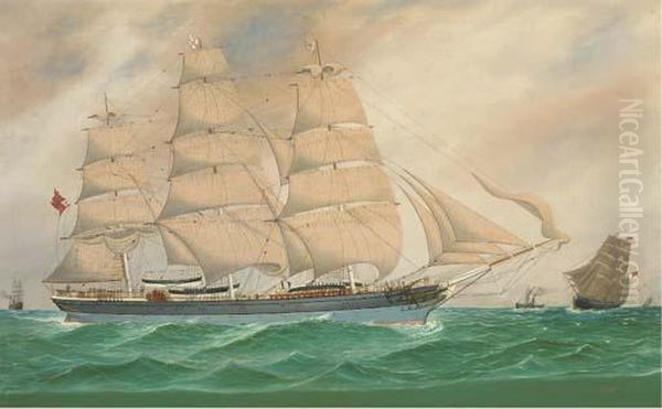 The British Full-rigger Wiltshire And Other Shipping At Sea by J. Fannen