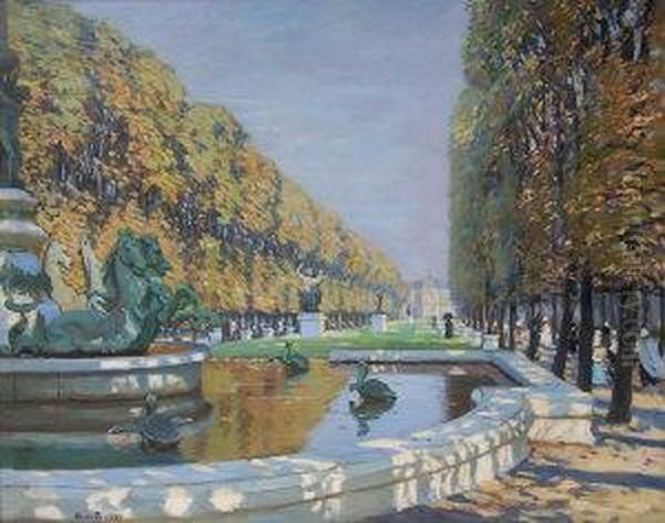 Fanner, Oil On Canvas, Aparisian Park, Signed, 25ins X 30ins Oil Painting by Alice Taite Fanner