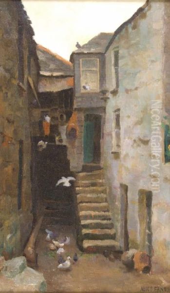 A Newlyn Courtyard Oil Painting by Alice Taite Fanner