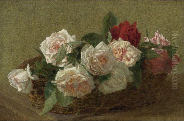 Panier De Roses Oil Painting by Victoria Dubourg Fantin-Latour