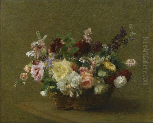 Panier De Fleurs Diverses Oil Painting by Victoria Dubourg Fantin-Latour