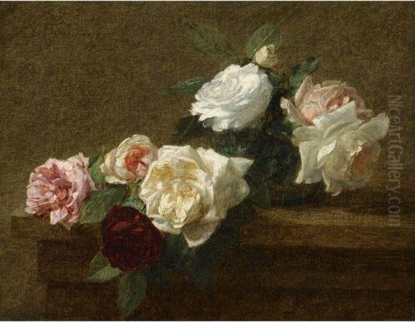 Jete De Roses Sur Un Entablement Oil Painting by Victoria Dubourg Fantin-Latour