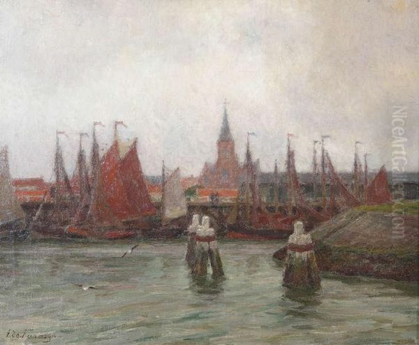 Haven Van Zeebrugge Oil Painting by Edgard Farasyn