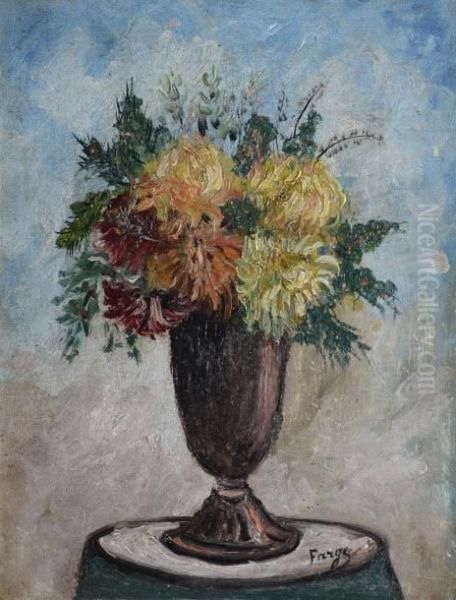 Bouquet De Zinnias Oil Painting by Pierre Farge