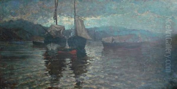 Marina Oil Painting by Isodoro Farina