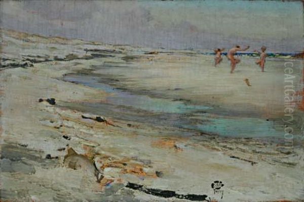 Children On A Beach by Richard Blossom Farley