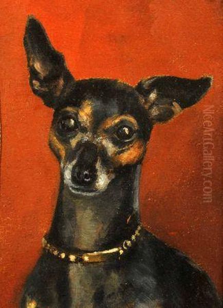 Study Of A Black And Tan Dog Called Pickles Oil Painting by Emily Farmer