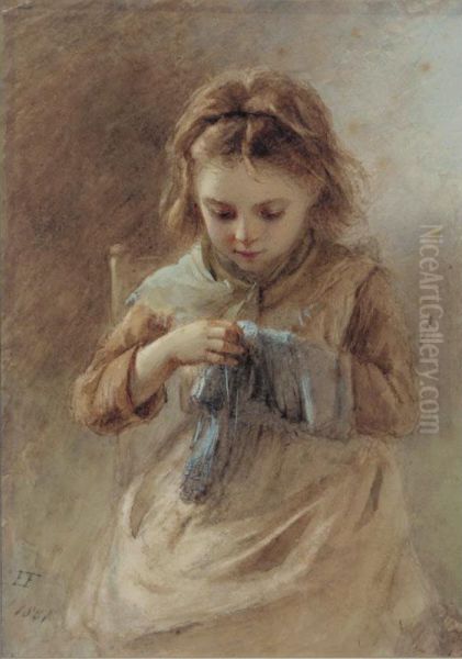 Little Seamstress Oil Painting by Emily Farmer