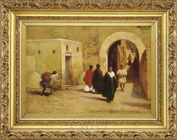 Algerian Street Scene Oil Painting by Herbert Cyrus Farnum