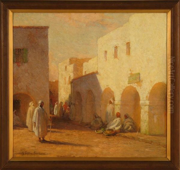 Street Scene In Biskra Oil Painting by Herbert Cyrus Farnum