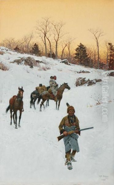 Checking The Trail Oil Painting by Henry Farny