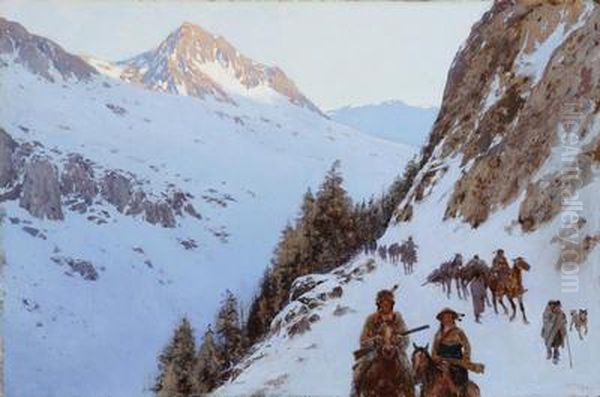 The Trail Over The Pass Oil Painting by Henry Farny