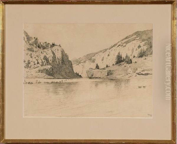 Missouri River Canyons, The Gateway Of The Mountains Oil Painting by Henry Farny