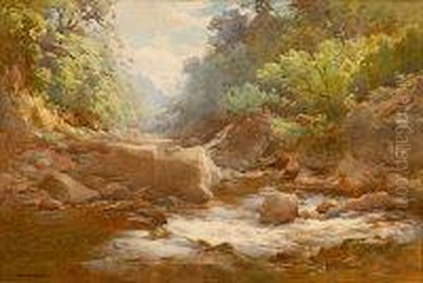 Farquarson Jnr - Rocky River Landscape Scene Oil Painting by John Farquharson