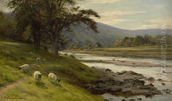 A Highland Stream Oil Painting by Joseph Farquharson