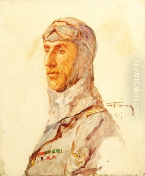 Portrait Du Commandant Yves Le Prieur Oil Painting by Henri Farre