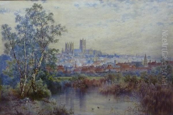 Lincoln Cathedral Oil Painting by Robert Farren