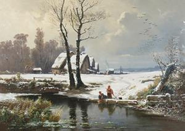 Inverno In Brianza Oil Painting by Gaetano Fasanotti