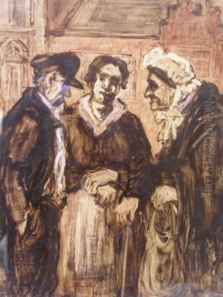 Conversation Oil Painting by Leon Fauche