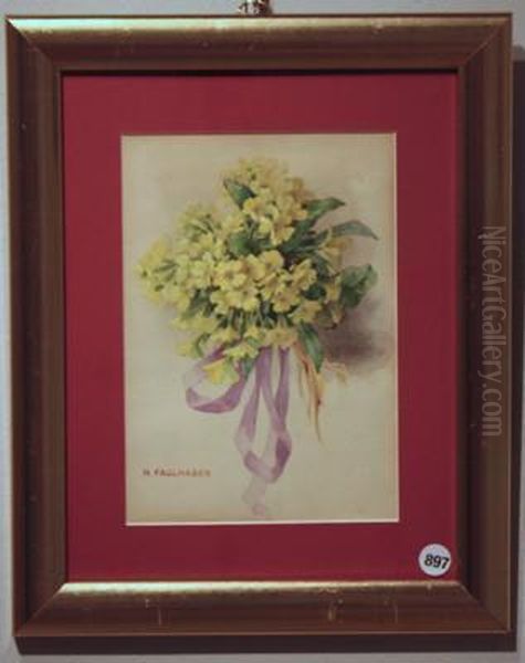 Primroses Oil Painting by Hermine Faulhaber