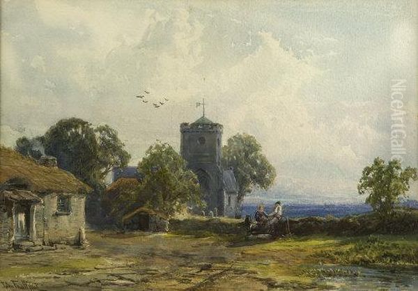 A Meeting At The Church Stile Oil Painting by John Faulkner