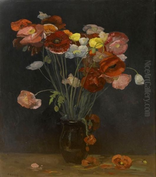 Still Life Of Flowers Oil Painting by Amandus Faure