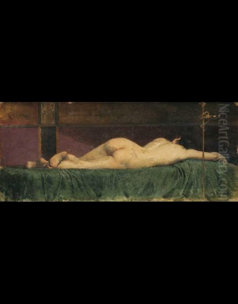 Nudo Sdraiato Alle Terme Oil Painting by Modesto Faustini