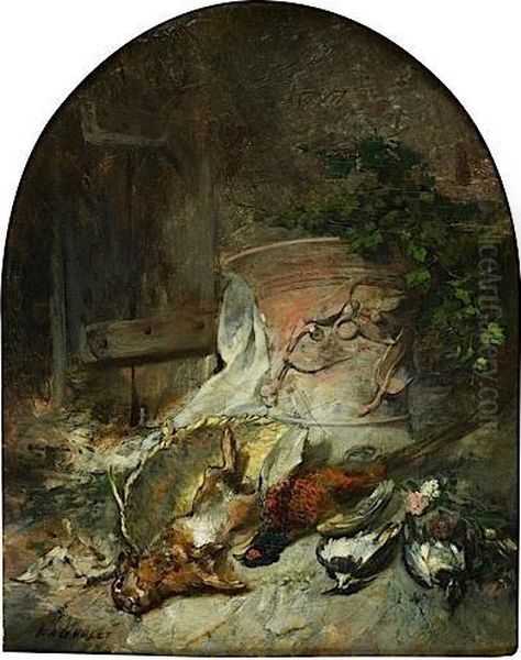 Nature Morte Au Vase Antique Et Gibiers Oil Painting by Jean-Baptiste Fauvelet