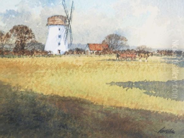 Landscape With Windmill Oil Painting by Robert Favelle