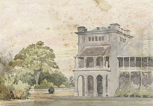 Government House At Sunset In Trinidad Oil Painting by Lionel Grimston Fawkes