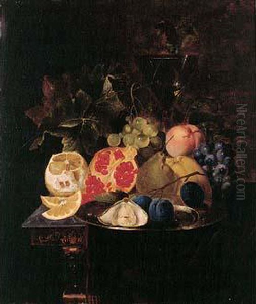 Nature Morte Aux Fruits Sur Un Entablement Oil Painting by Joseph Fay