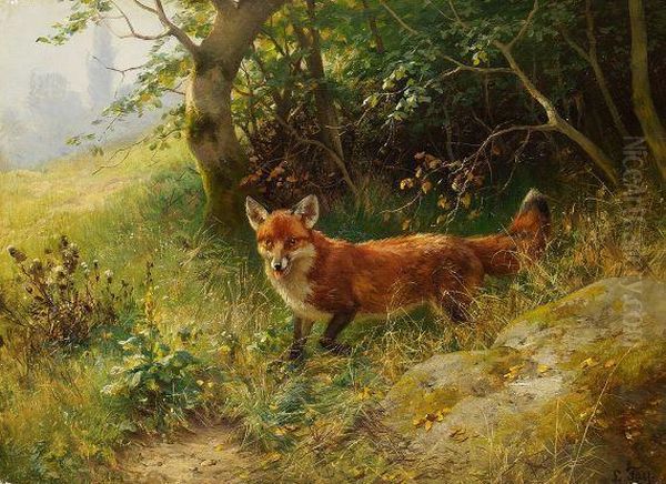 Fuchs Und Rehbock Oil Painting by Ludwig Benno Fay