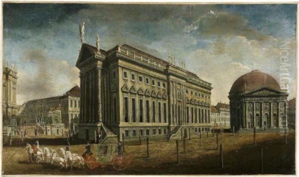 Fechhelm , Carrosse Devant Un Palais Oil Painting by Carl Traugott Fechelm