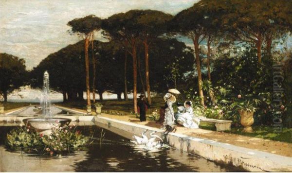 Strolling In The Gardens Oil Painting by Hans Peter Ii Feddersen